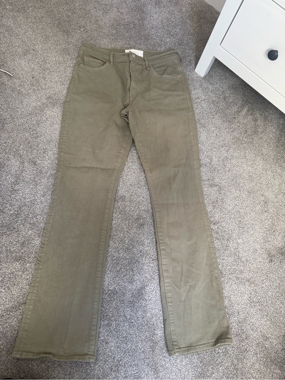 MOTHER Women’s Olive Green Straight-Leg Jeans
